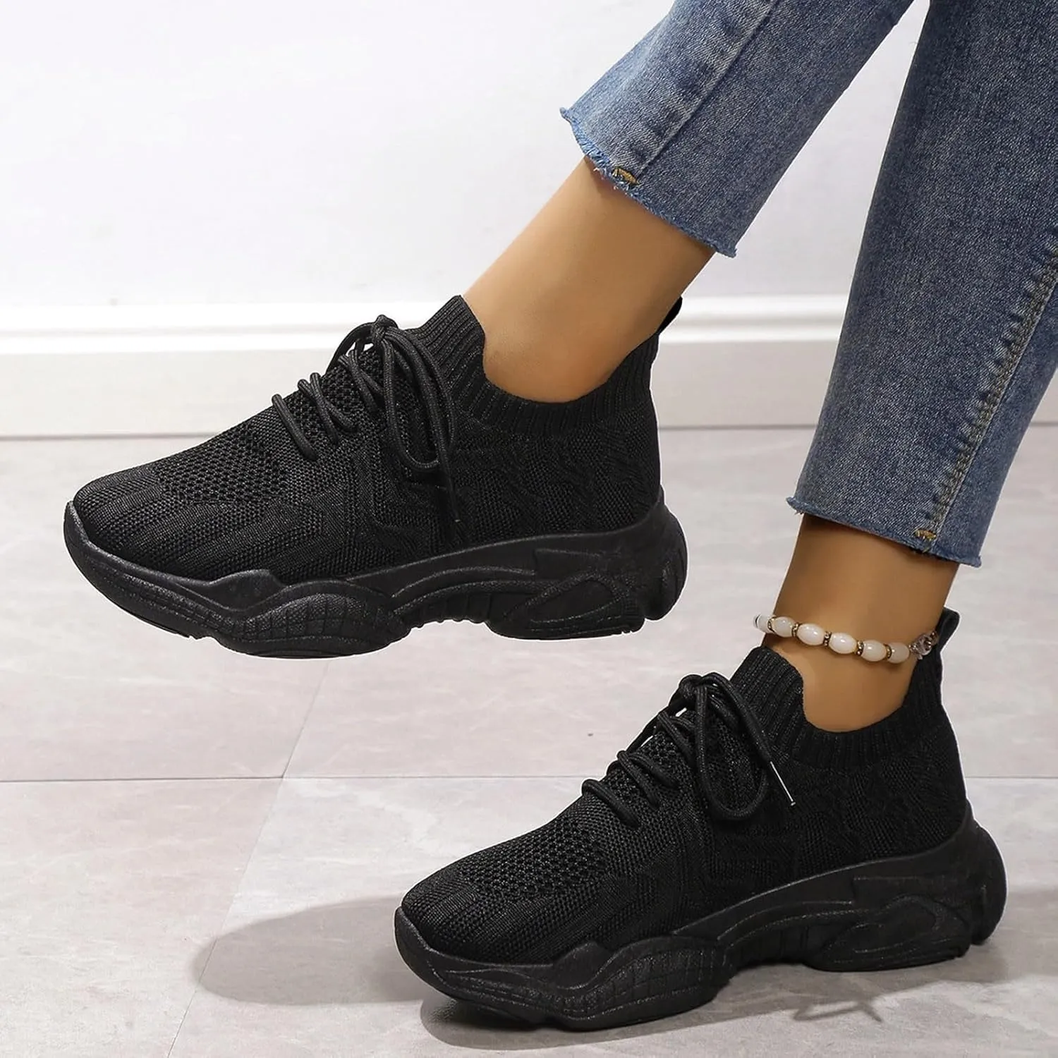 SBGMoSJ Womens Walking Sneakers Size 8 Wide Zapatillas Blancas para Mujer Elegantes Running Shoes Women Wide Width Womens High Top Sneakers Black Comfy Shoes for Women Standing All Day Wide