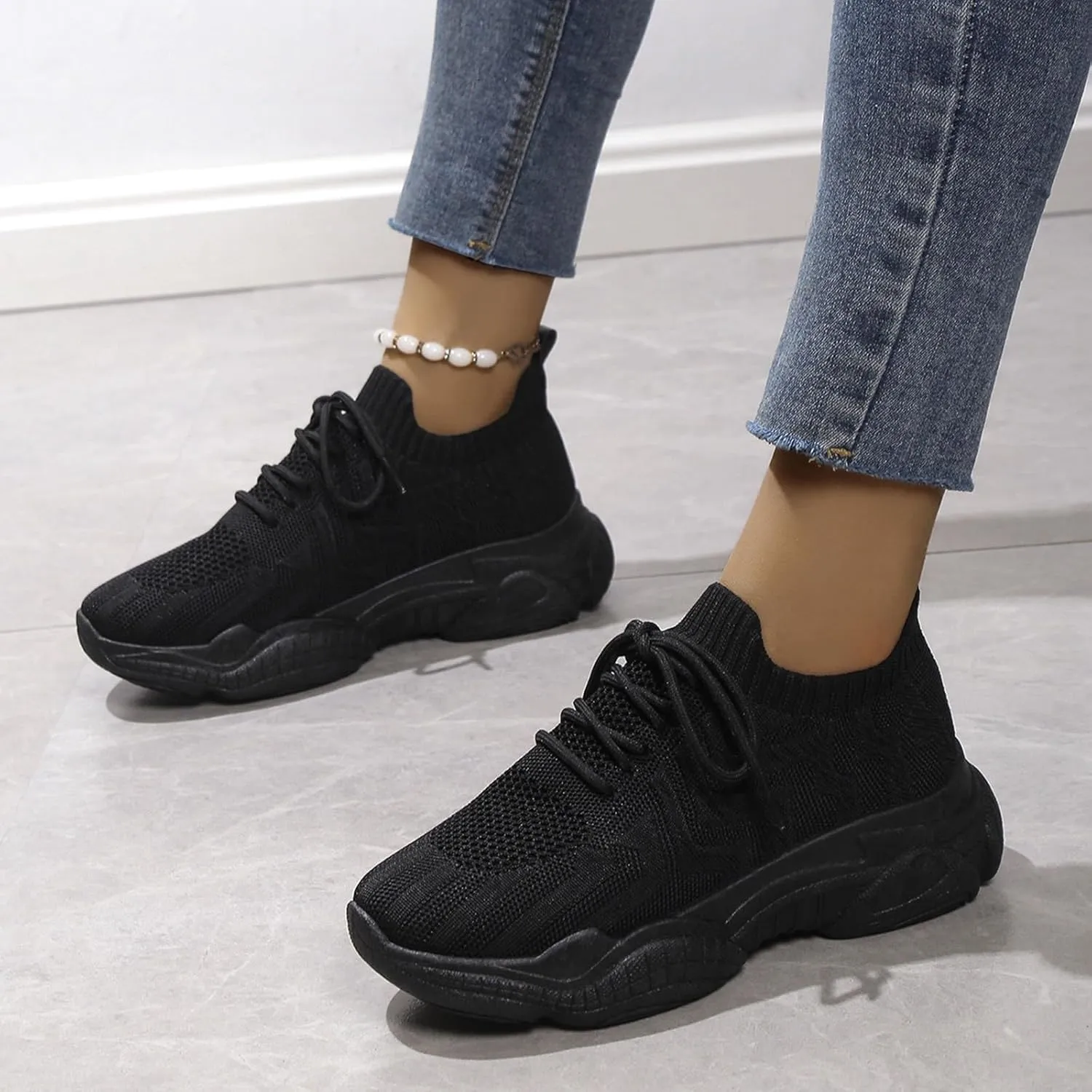 SBGMoSJ Womens Walking Sneakers Size 8 Wide Zapatillas Blancas para Mujer Elegantes Running Shoes Women Wide Width Womens High Top Sneakers Black Comfy Shoes for Women Standing All Day Wide