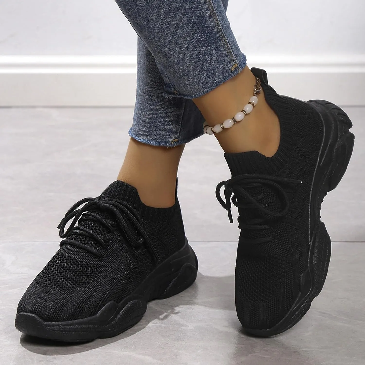 SBGMoSJ Womens Walking Sneakers Size 8 Wide Zapatillas Blancas para Mujer Elegantes Running Shoes Women Wide Width Womens High Top Sneakers Black Comfy Shoes for Women Standing All Day Wide