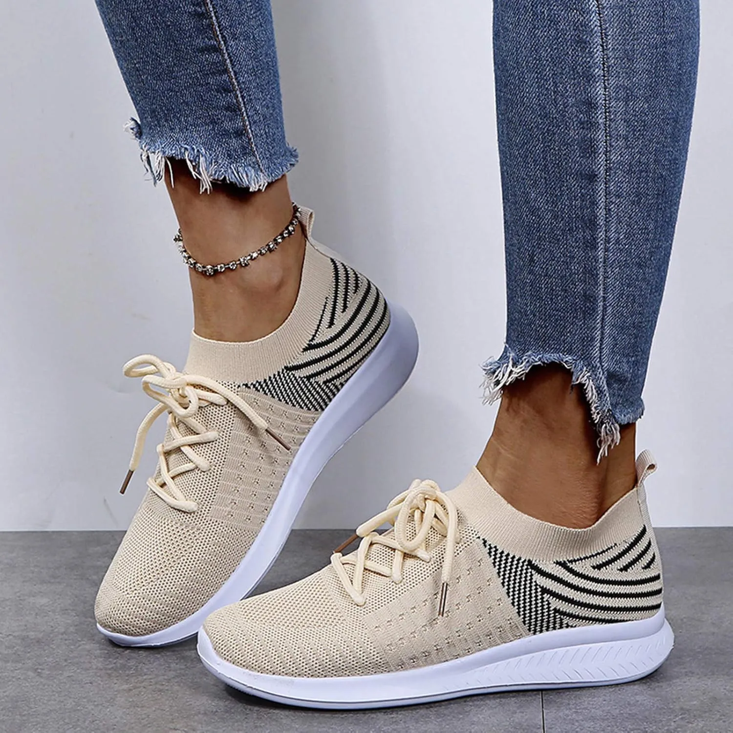 SBGMoSJ Womens Wide Casual Shoes Zapatos para Mujer CóModos Tenis Womens White Leather Slip On Sneakers Womens Shoes Sneakers Wide Toe Box Comfy Open Toe Flats Shoes Women Dressy Cute