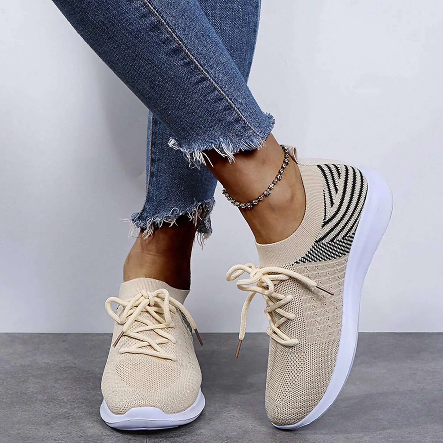 SBGMoSJ Womens Wide Casual Shoes Zapatos para Mujer CóModos Tenis Womens White Leather Slip On Sneakers Womens Shoes Sneakers Wide Toe Box Comfy Open Toe Flats Shoes Women Dressy Cute
