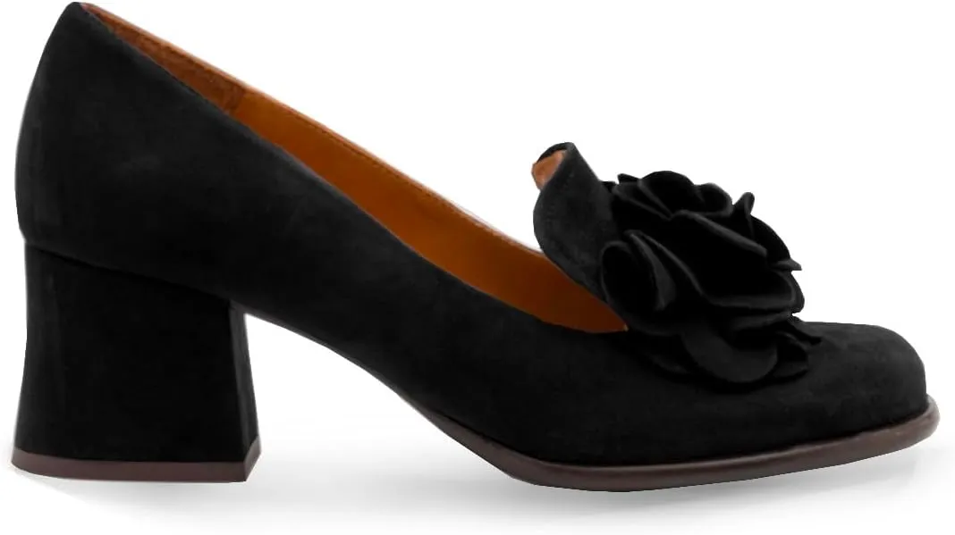 SHODENSE Women Chunky Block Heel Suede Pumps Square Closed Toe Slip On Loafers Floral Decoration 2" Mid Thick Heel Dress Loafer for Office Ladies Work Business Bridal Wedding Party Comfort 4-11 M US