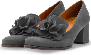 SHODENSE Women Chunky Block Heel Suede Pumps Square Closed Toe Slip On Loafers Floral Decoration 2" Mid Thick Heel Dress Loafer for Office Ladies Work Business Bridal Wedding Party Comfort 4-11 M US