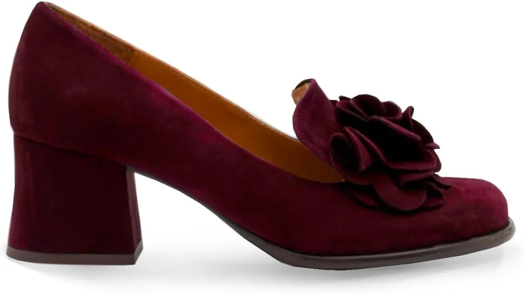SHODENSE Women Chunky Block Heel Suede Pumps Square Closed Toe Slip On Loafers Floral Decoration 2" Mid Thick Heel Dress Loafer for Office Ladies Work Business Bridal Wedding Party Comfort 4-11 M US