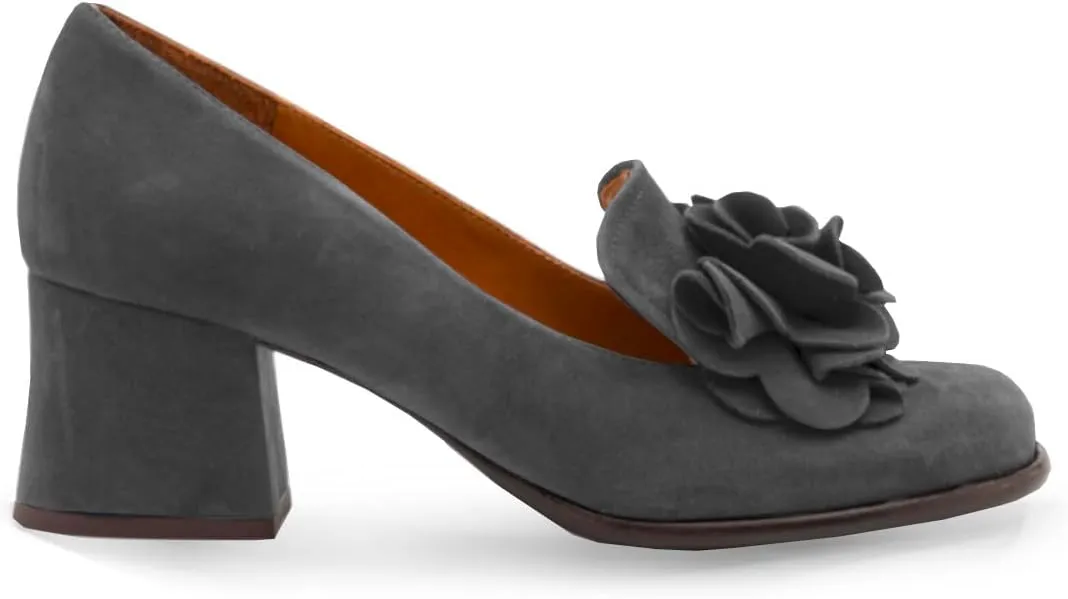 SHODENSE Women Chunky Block Heel Suede Pumps Square Closed Toe Slip On Loafers Floral Decoration 2" Mid Thick Heel Dress Loafer for Office Ladies Work Business Bridal Wedding Party Comfort 4-11 M US
