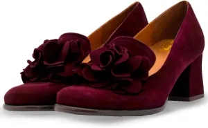 SHODENSE Women Chunky Block Heel Suede Pumps Square Closed Toe Slip On Loafers Floral Decoration 2" Mid Thick Heel Dress Loafer for Office Ladies Work Business Bridal Wedding Party Comfort 4-11 M US