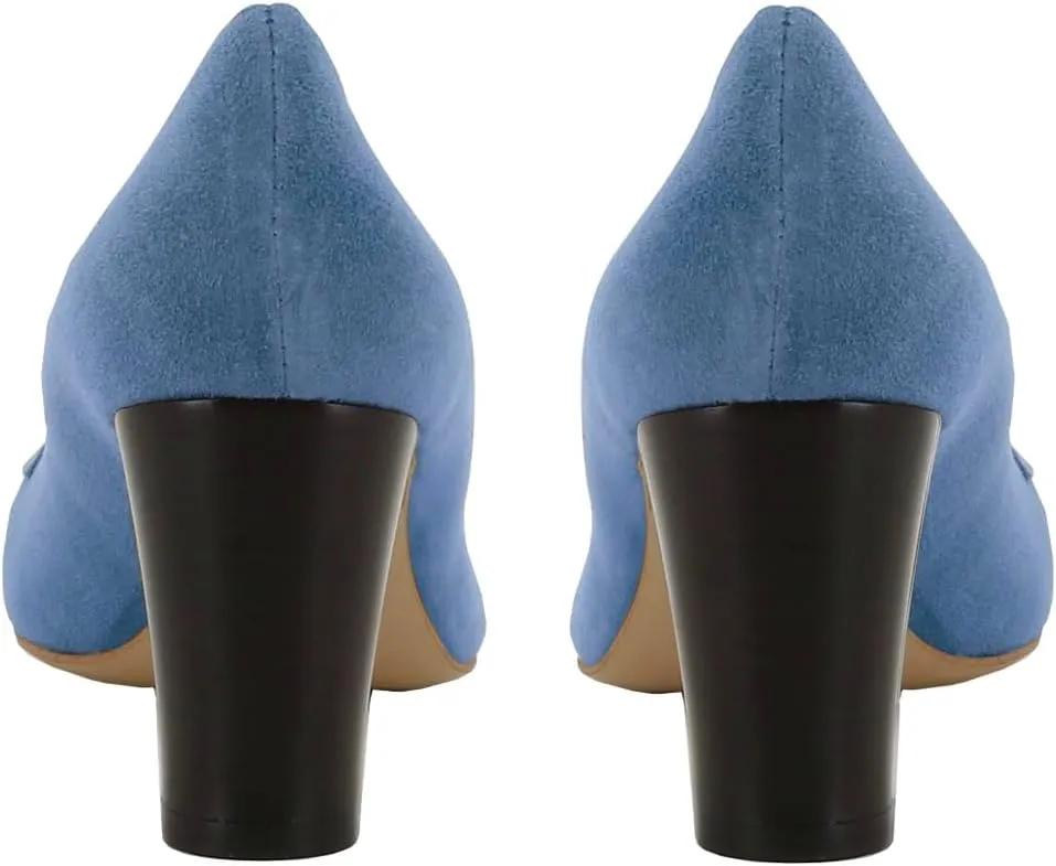 SHODENSE Women Chunky High Heel Loafers Pumps Suede Round Toe Slip On Loafers Heels 3 inch Block Heel Dress Shoes Pumps Comfort Office Ladies Penny Loafers Walking Retro Casual 4-11 M US
