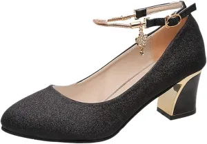Silver Dress Sandals with Wedge for Women Low Heels Comfortable Chunky Heels Shoes Round Toe Wedding Work Loafer