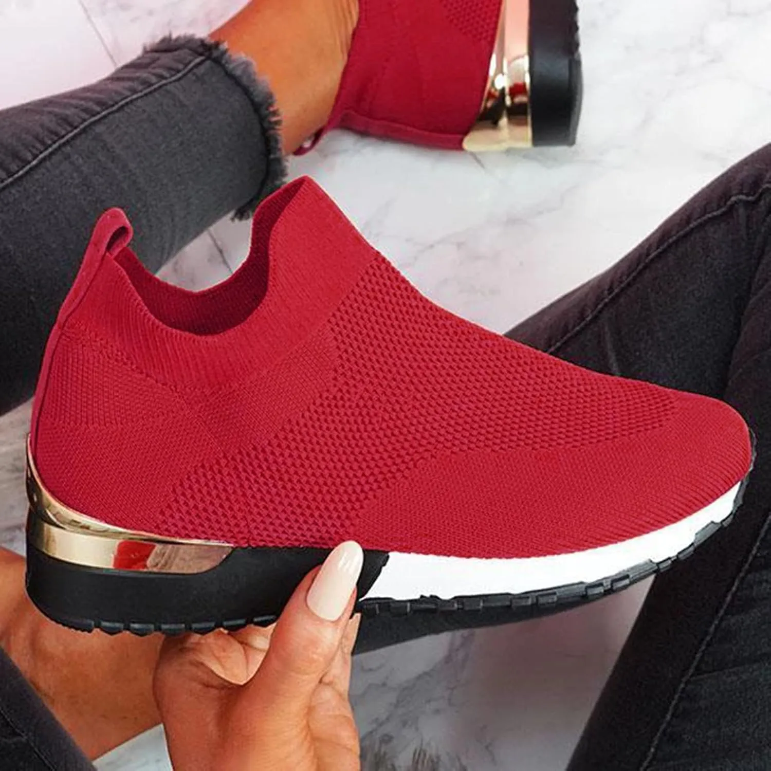 Slip On Casual Shoes Womens White Sneakers Casual Slip On Shoes Women Round Toe Slip On Casual Women Loafers Shoes for Work Womens Walking Sneakers Wide Width