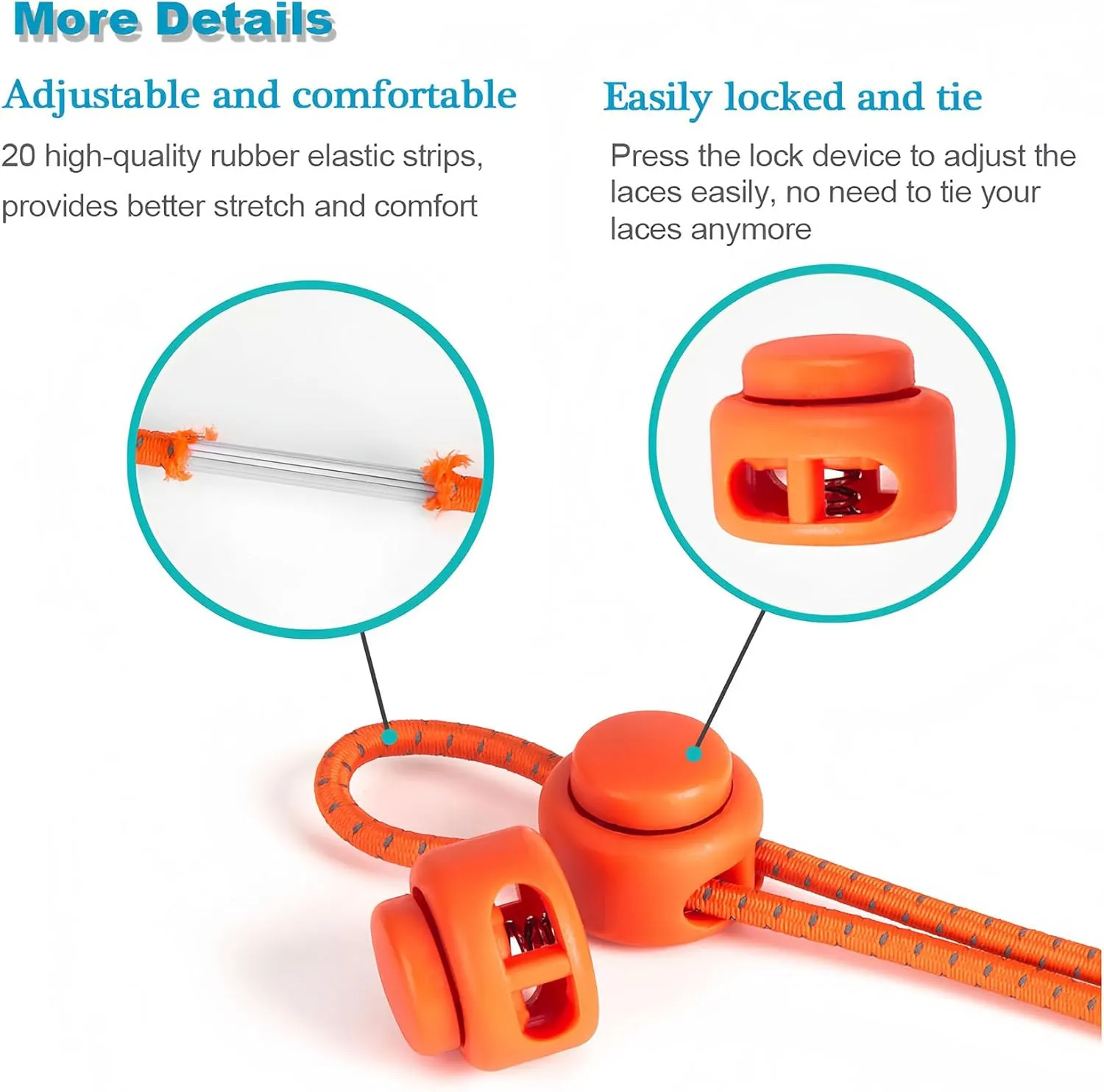 Tieless Elastic No Tie Shoelaces - Heavy Duty Shoe Laces for Kids and Adults, Running, Hiking, Tennis, and Daily Wear