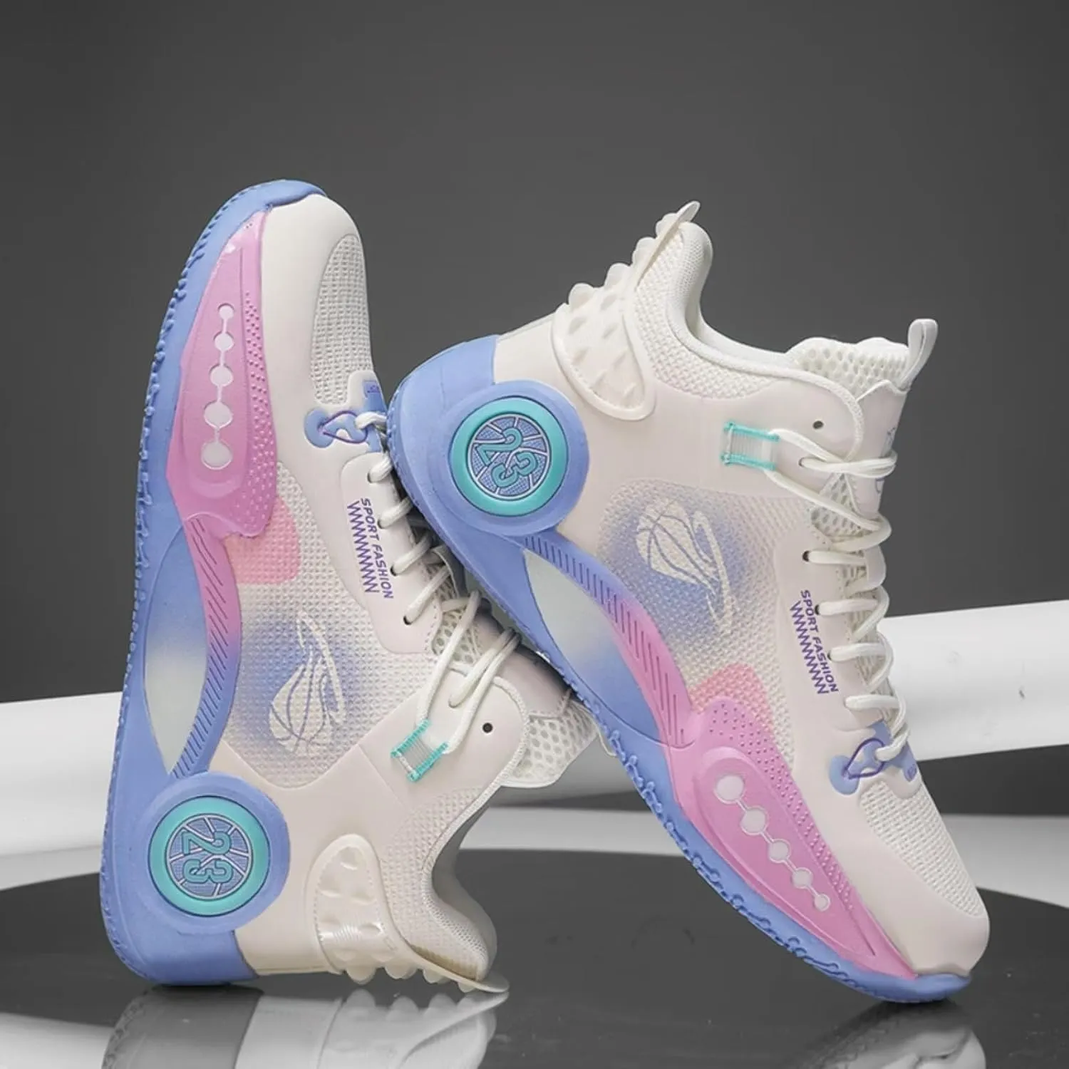 Unisex Basketball Shoes with High Top Straps Anti Slip Wear-Resistant Sports Training Boots