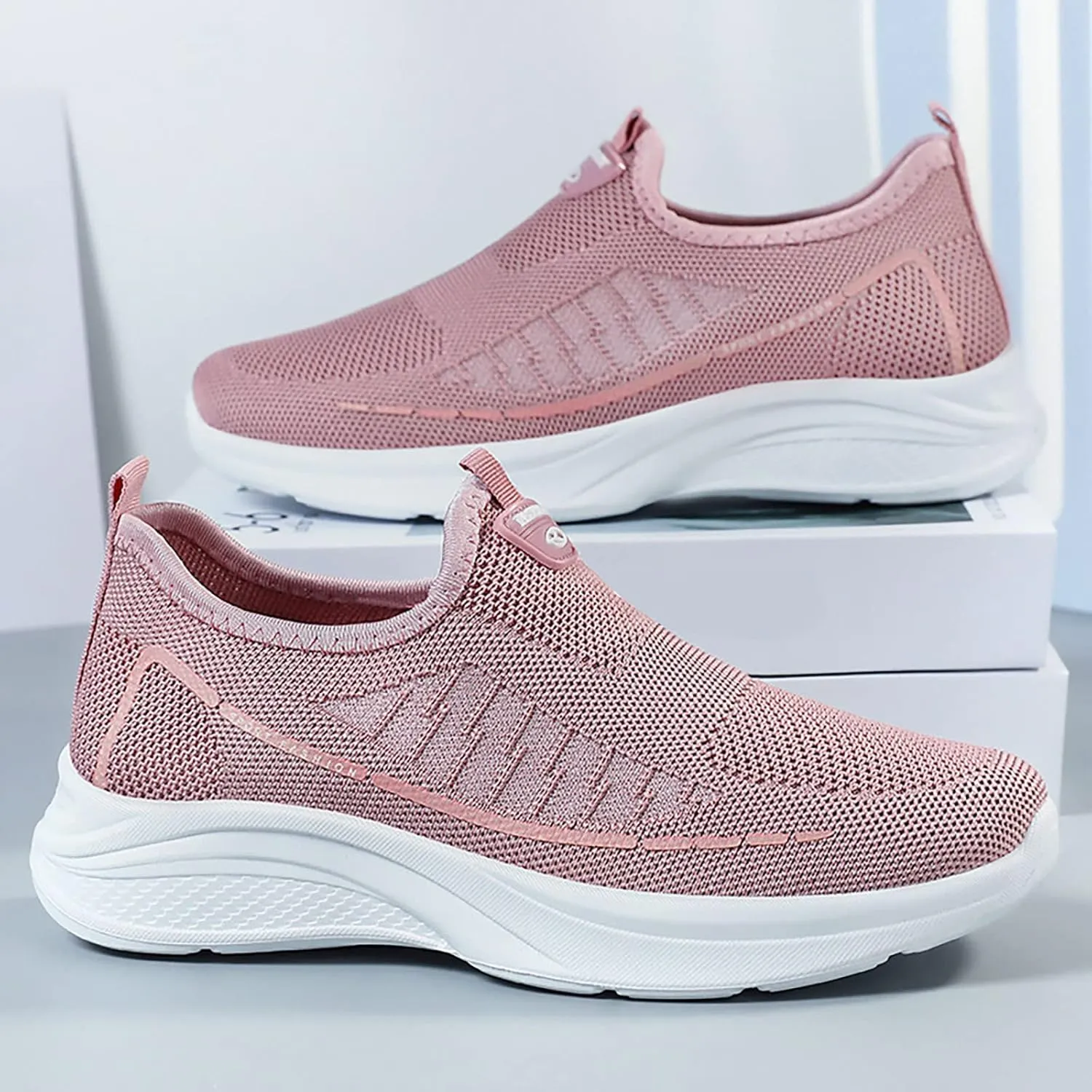Walking Shoes Women Wide 9.5 Non Slip Arch Support Black Work Shoes for Women White Chunky Tennis Shoes Women Platform Slip On Shoes Women Dressy with Wedge Tenis para Mujeres OrtopéDicos