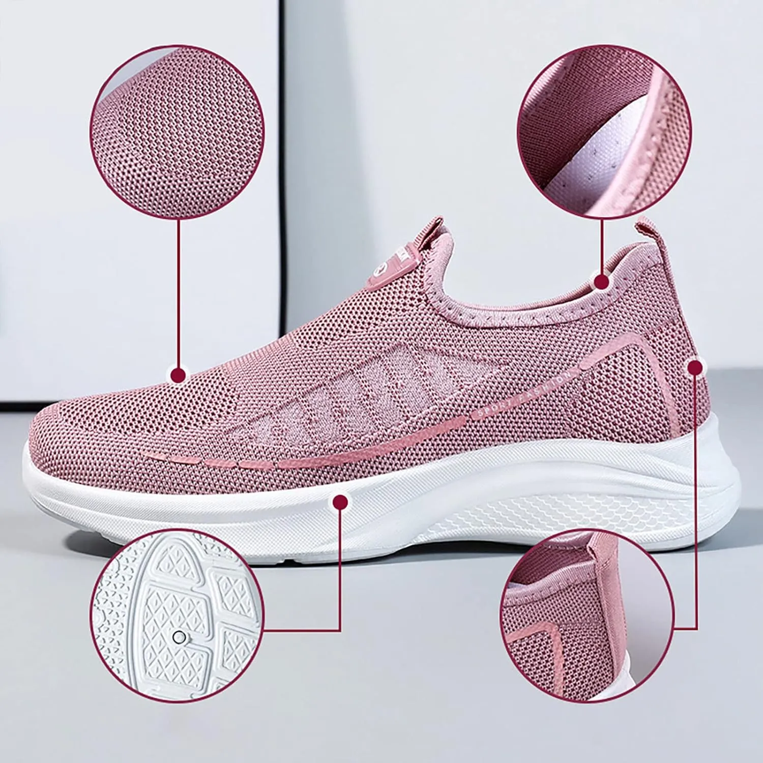 Walking Shoes Women Wide 9.5 Non Slip Arch Support Black Work Shoes for Women White Chunky Tennis Shoes Women Platform Slip On Shoes Women Dressy with Wedge Tenis para Mujeres OrtopéDicos