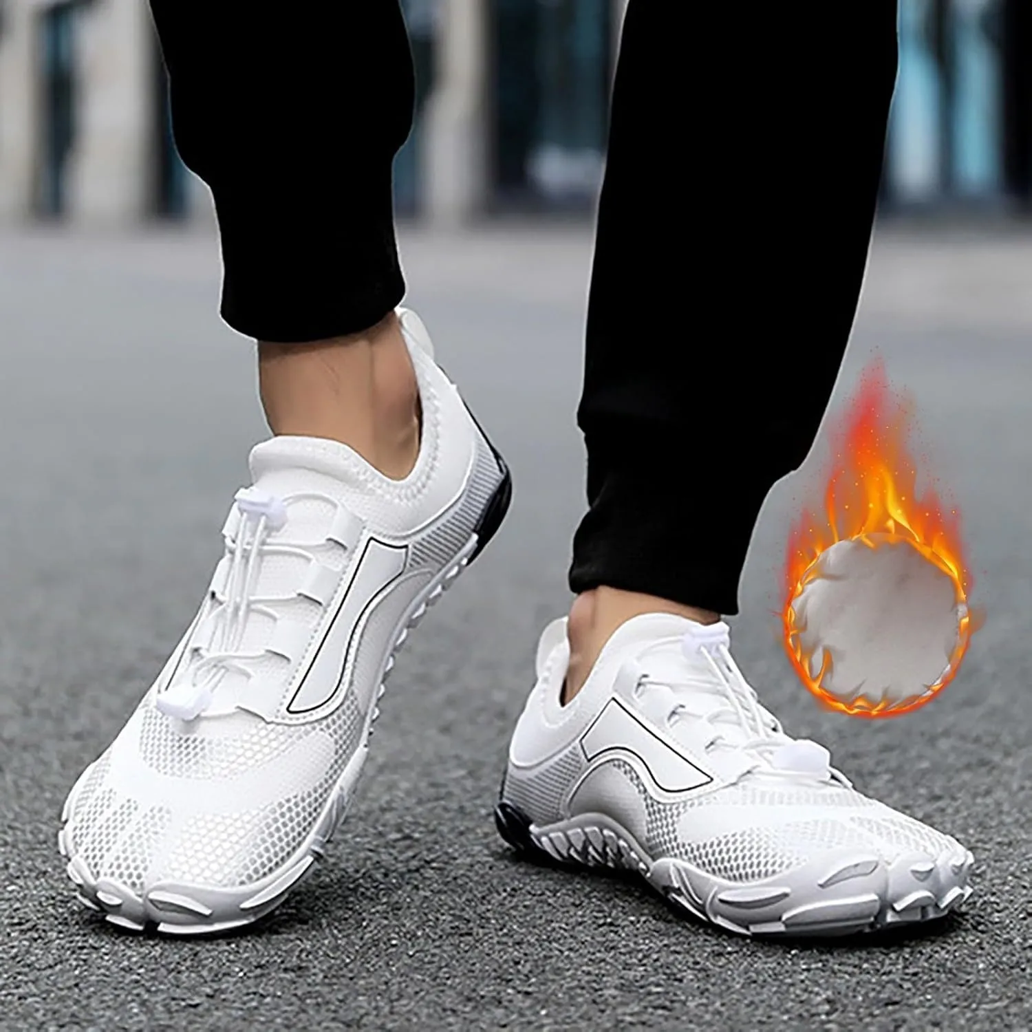 Water Shoes for Women Men Barefoot Breathable Quick-Dry Non Slip Water Swimming Diving Wading Beach Shoes Summer Hiking Breathable Couple Indoor Fitness Yoga Shoe with Comfy Cushioned Thick Sole