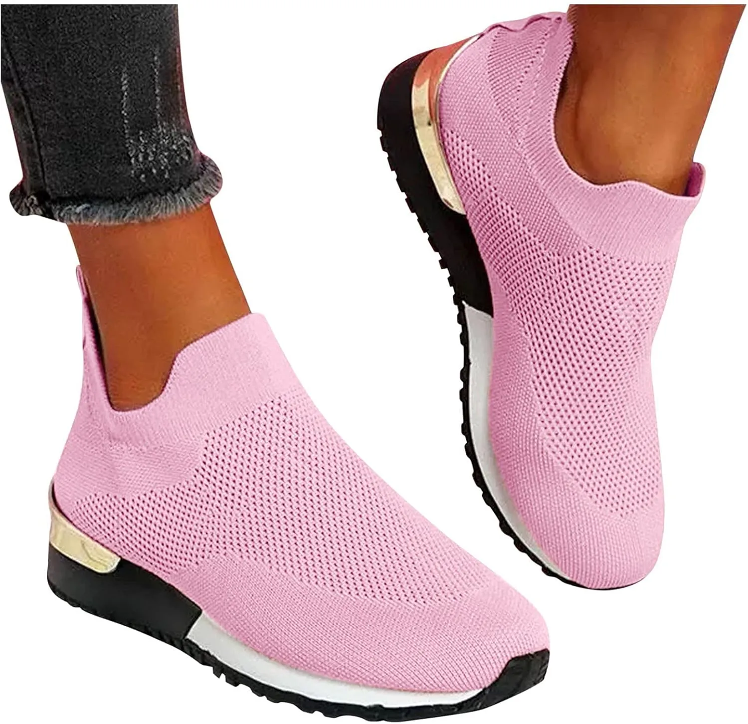 Wedge Sneakers for Women White White Slip On Sneakers for Women Memory Foam White Chunky Tennis Shoes Women Platform Gym Shoes for Women Workout Ankle Support Women Orthopedic Sneakers Wide