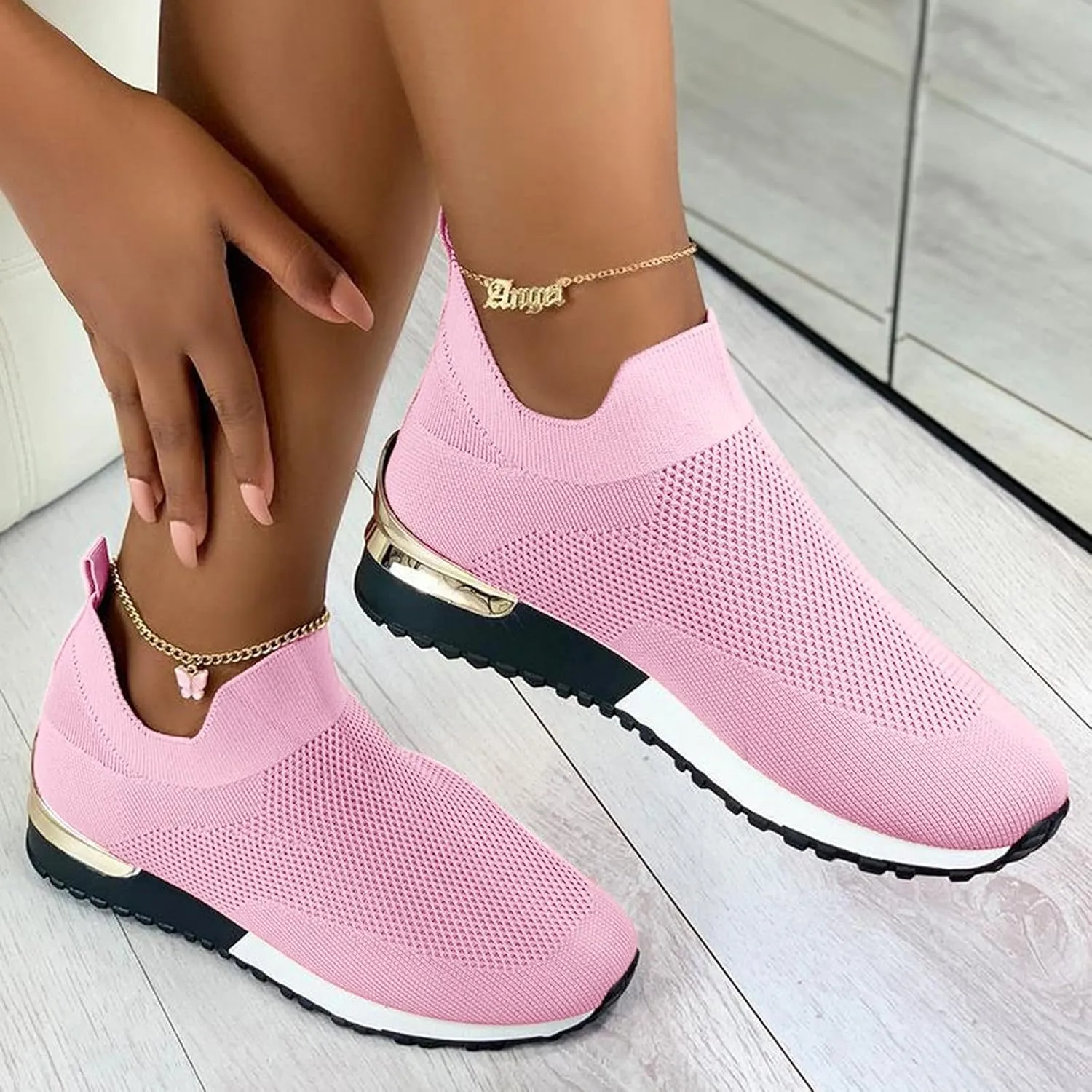 Wedge Sneakers for Women White White Slip On Sneakers for Women Memory Foam White Chunky Tennis Shoes Women Platform Gym Shoes for Women Workout Ankle Support Women Orthopedic Sneakers Wide
