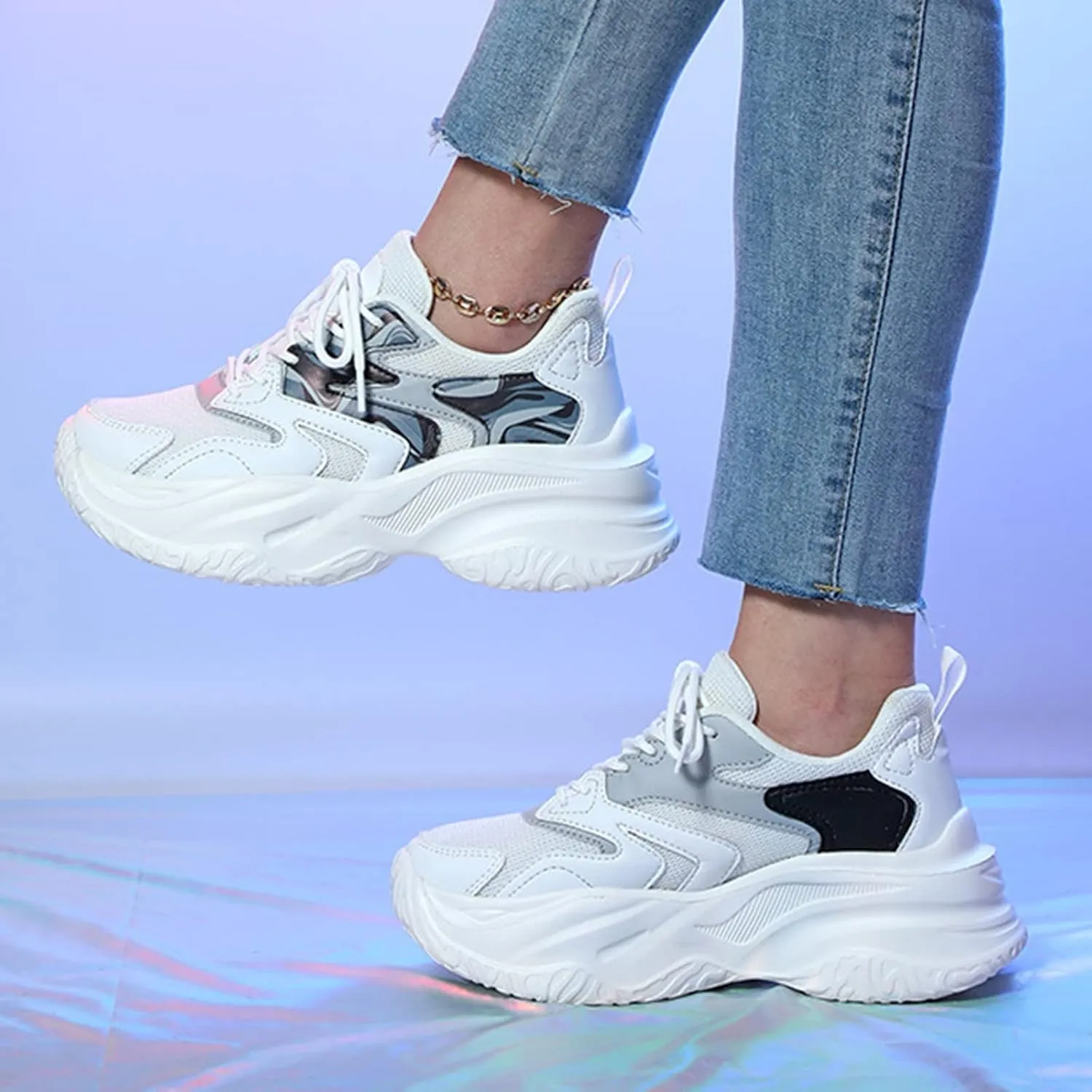 White Sneakers for Women Comfortable Black Chunky Sneakers for Women 2023 Nurse Shoes for Women Comfortable White Lace Up Wedges Sneakers for Women Zapatillas OrtopéDicas Para Mujer De Vestir