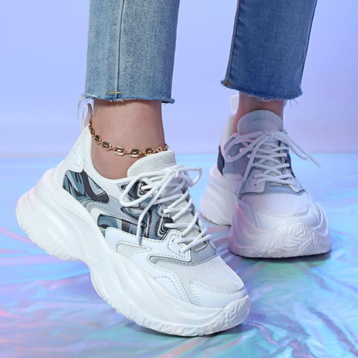 White Sneakers for Women Comfortable Black Chunky Sneakers for Women 2023 Nurse Shoes for Women Comfortable White Lace Up Wedges Sneakers for Women Zapatillas OrtopéDicas Para Mujer De Vestir