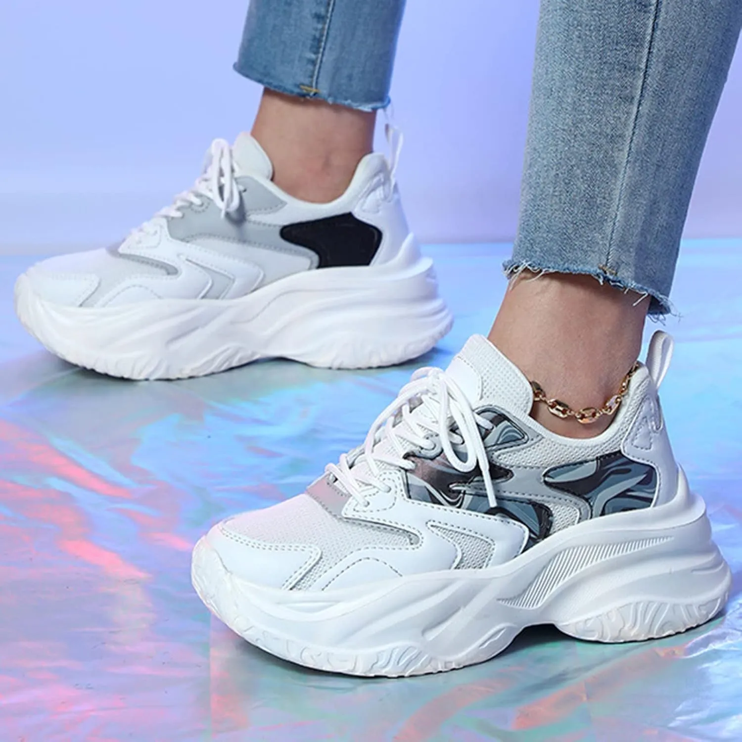 White Sneakers for Women Comfortable Black Chunky Sneakers for Women 2023 Nurse Shoes for Women Comfortable White Lace Up Wedges Sneakers for Women Zapatillas OrtopéDicas Para Mujer De Vestir