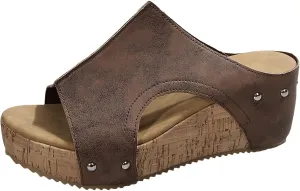 Wide Width Platform Wedge Sandals for Women 2025 Open Toe Espadrilles Wedges Comfortable Casual Slip on Ladies Slingback Summer Dress Shoes for Wedding Party