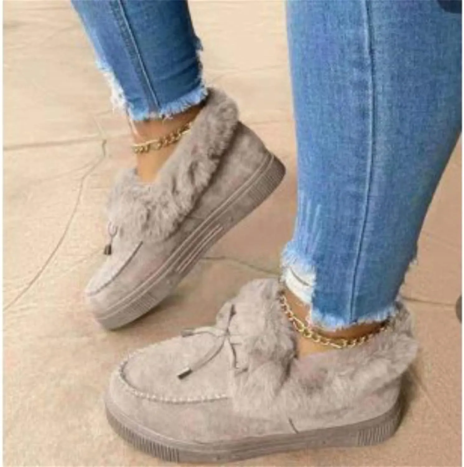 Winter Boots For Women 2024 Fashion Snow Boots Warm Ankle Booties Slip On Outdoor Fur Lined Comfortable Loafers Shoes