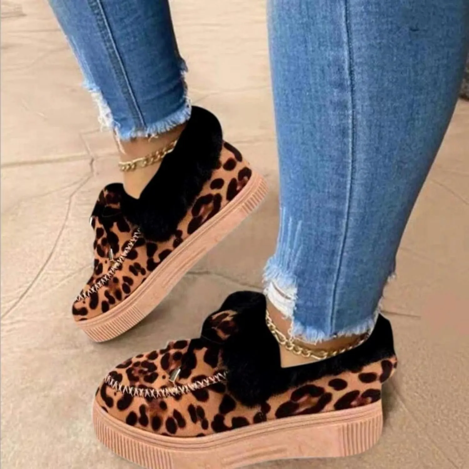 Winter Boots For Women 2024 Fashion Warm Fur Lined Snow Ankle Boots Short Booties Comfortable Slip On Loafers Shoes