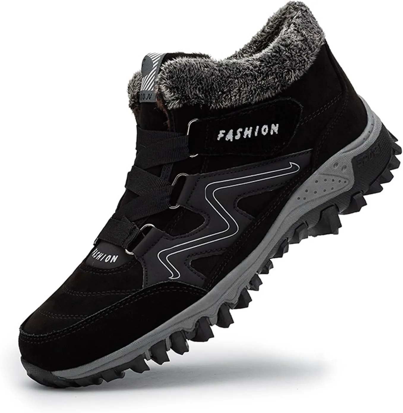 Winter Hiking Boots Men,Fashion Comfortable Fur Lined Snow Boots Men,Lightweight Breathable Cold-Weather Warm Winter Boots for Men,Slip Resistant