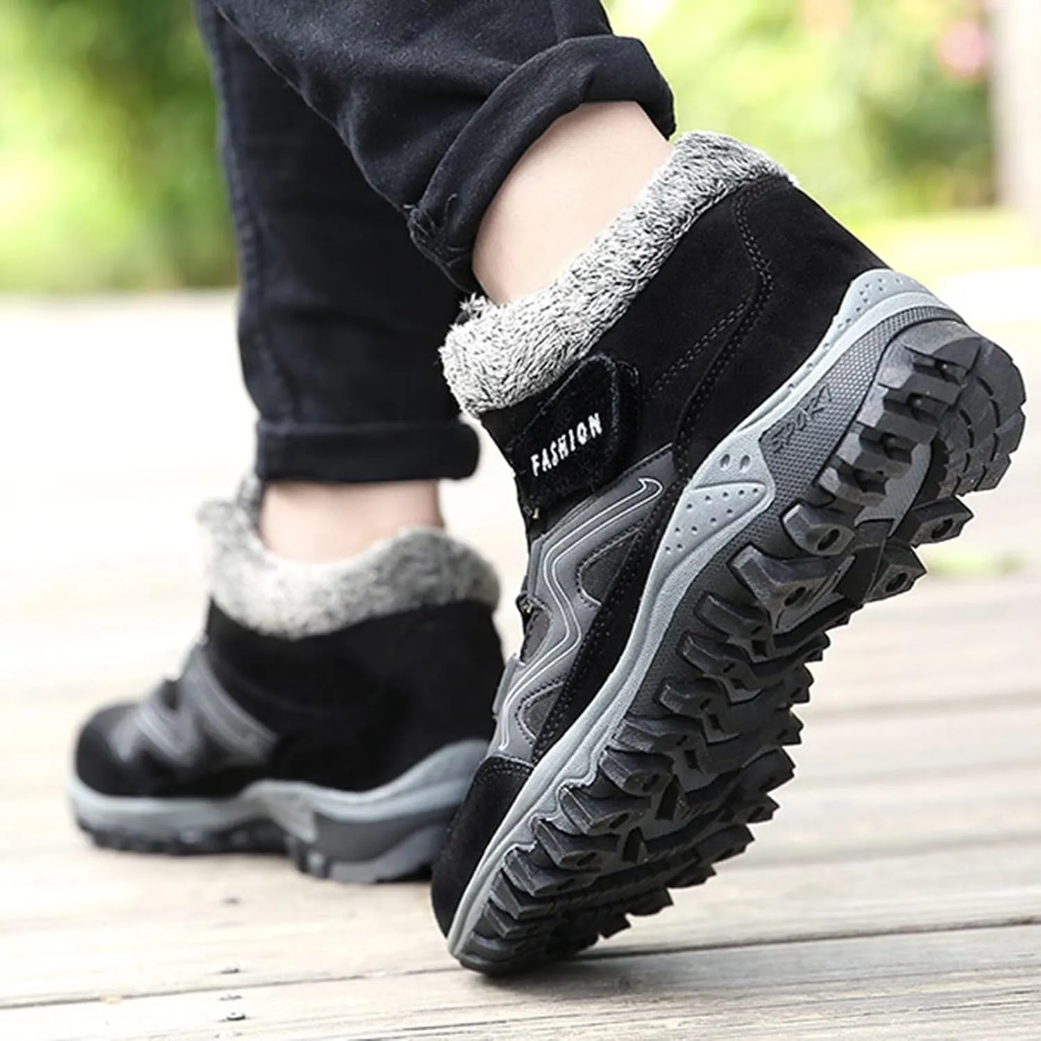 Winter Hiking Boots Men,Fashion Comfortable Fur Lined Snow Boots Men,Lightweight Breathable Cold-Weather Warm Winter Boots for Men,Slip Resistant