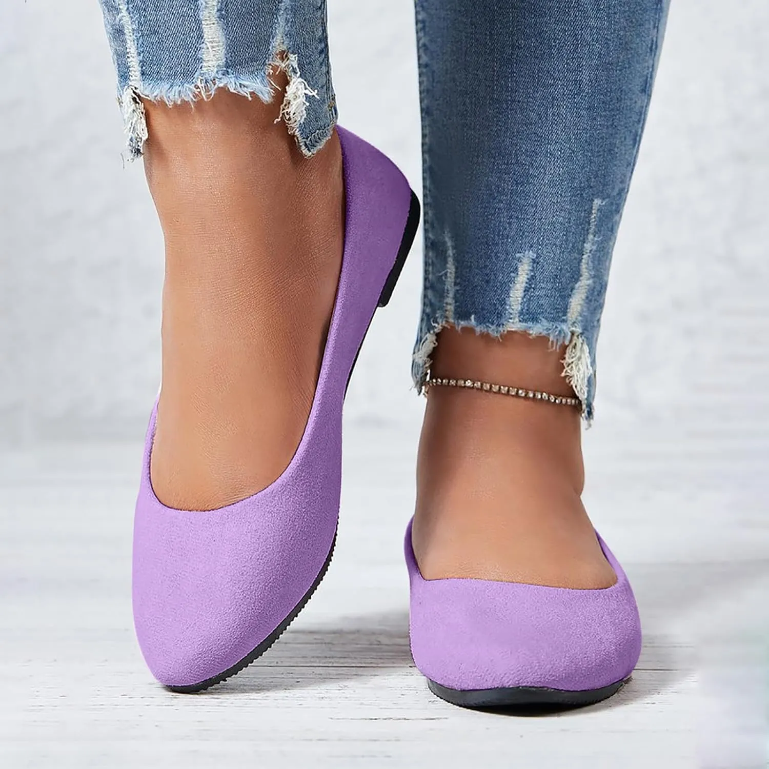 Women Flat Shoes Slip On Comfortable Walking Ballerina Shoes Cute Ballet Flats Ladies Portable Pumps Low Wedge Loafers