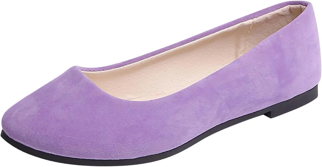 Women Flat Shoes Slip On Comfortable Walking Ballerina Shoes Cute Ballet Flats Ladies Portable Pumps Low Wedge Loafers