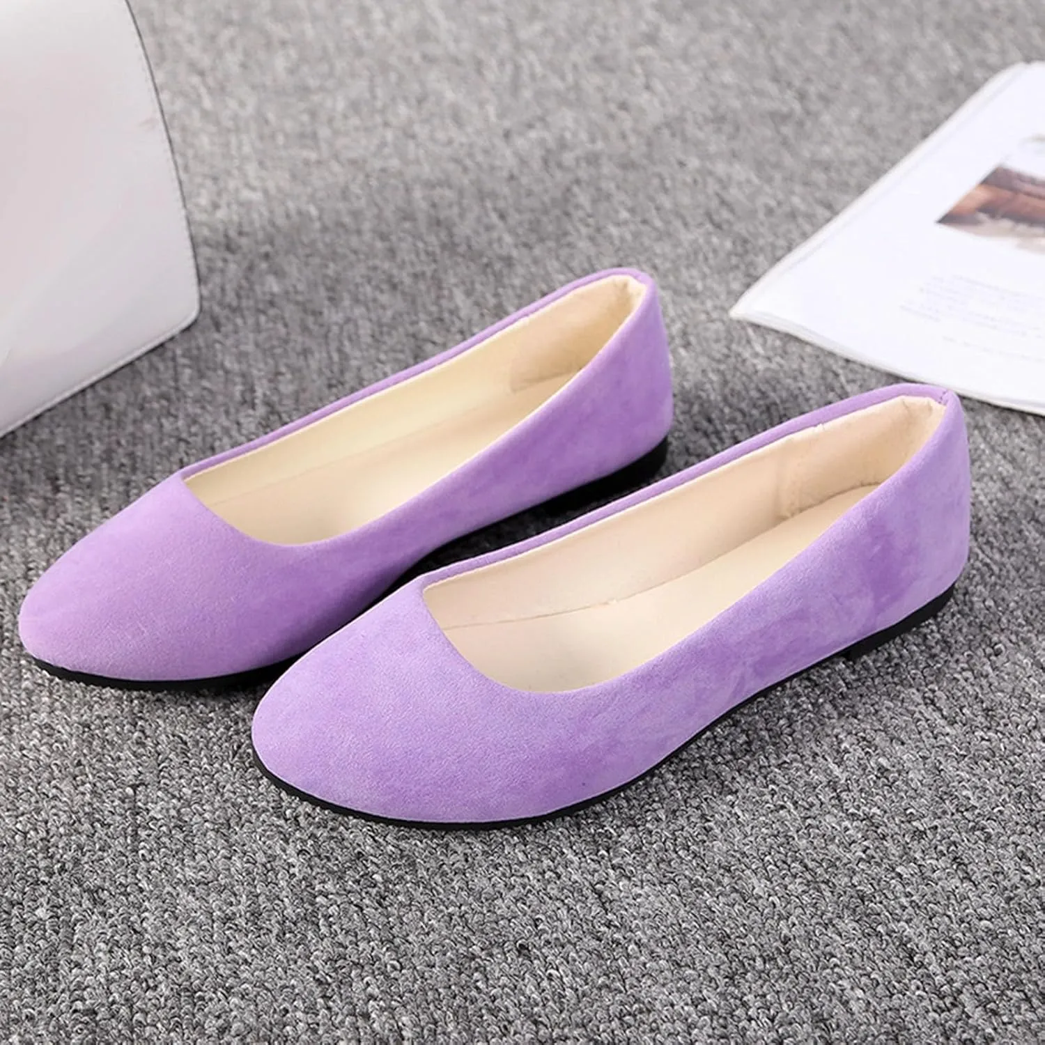 Women Flat Shoes Slip On Comfortable Walking Ballerina Shoes Cute Ballet Flats Ladies Portable Pumps Low Wedge Loafers