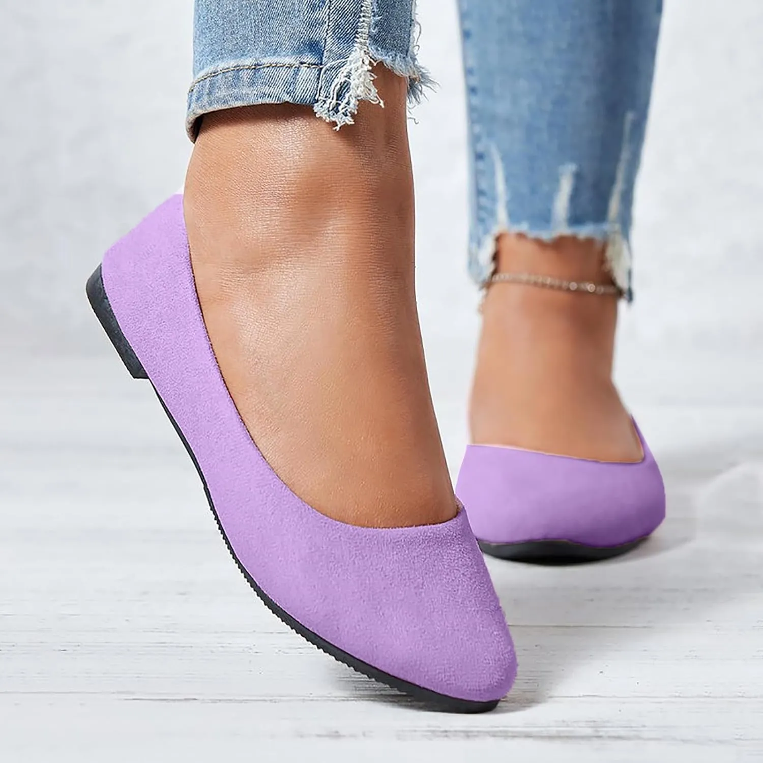 Women Flat Shoes Slip On Comfortable Walking Ballerina Shoes Cute Ballet Flats Ladies Portable Pumps Low Wedge Loafers