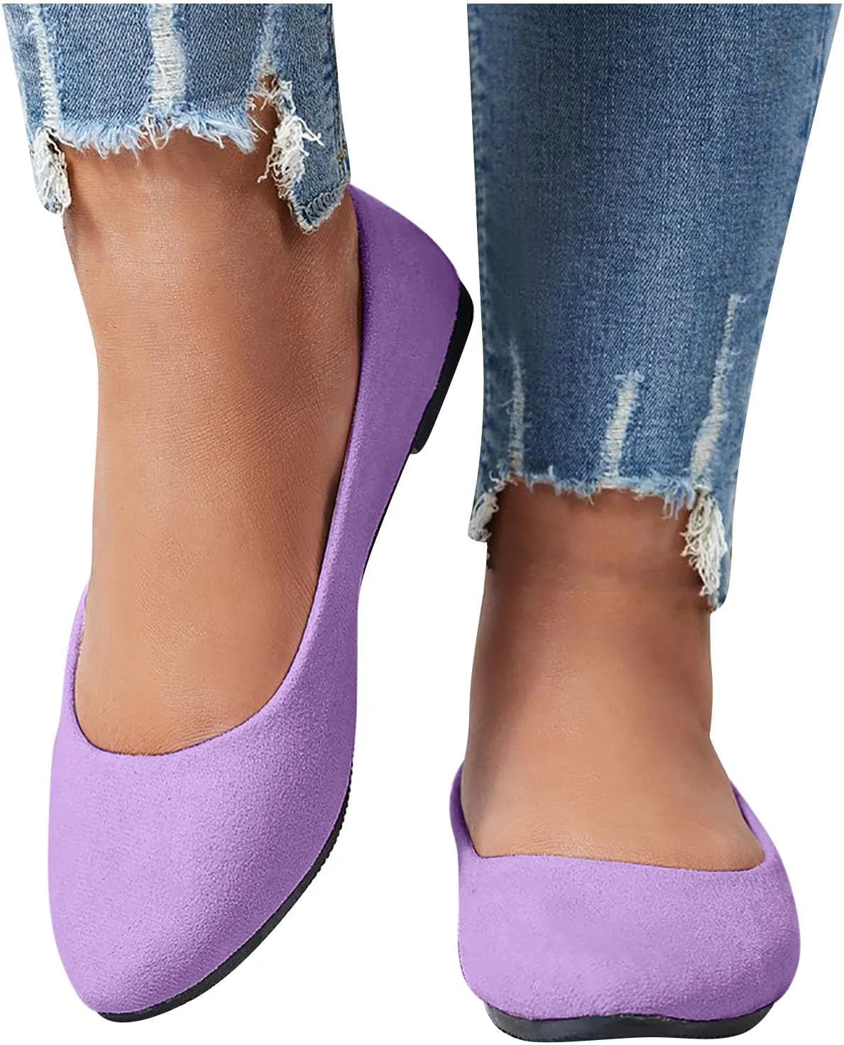 Women Flat Shoes Slip On Comfortable Walking Ballerina Shoes Cute Ballet Flats Ladies Portable Pumps Low Wedge Loafers