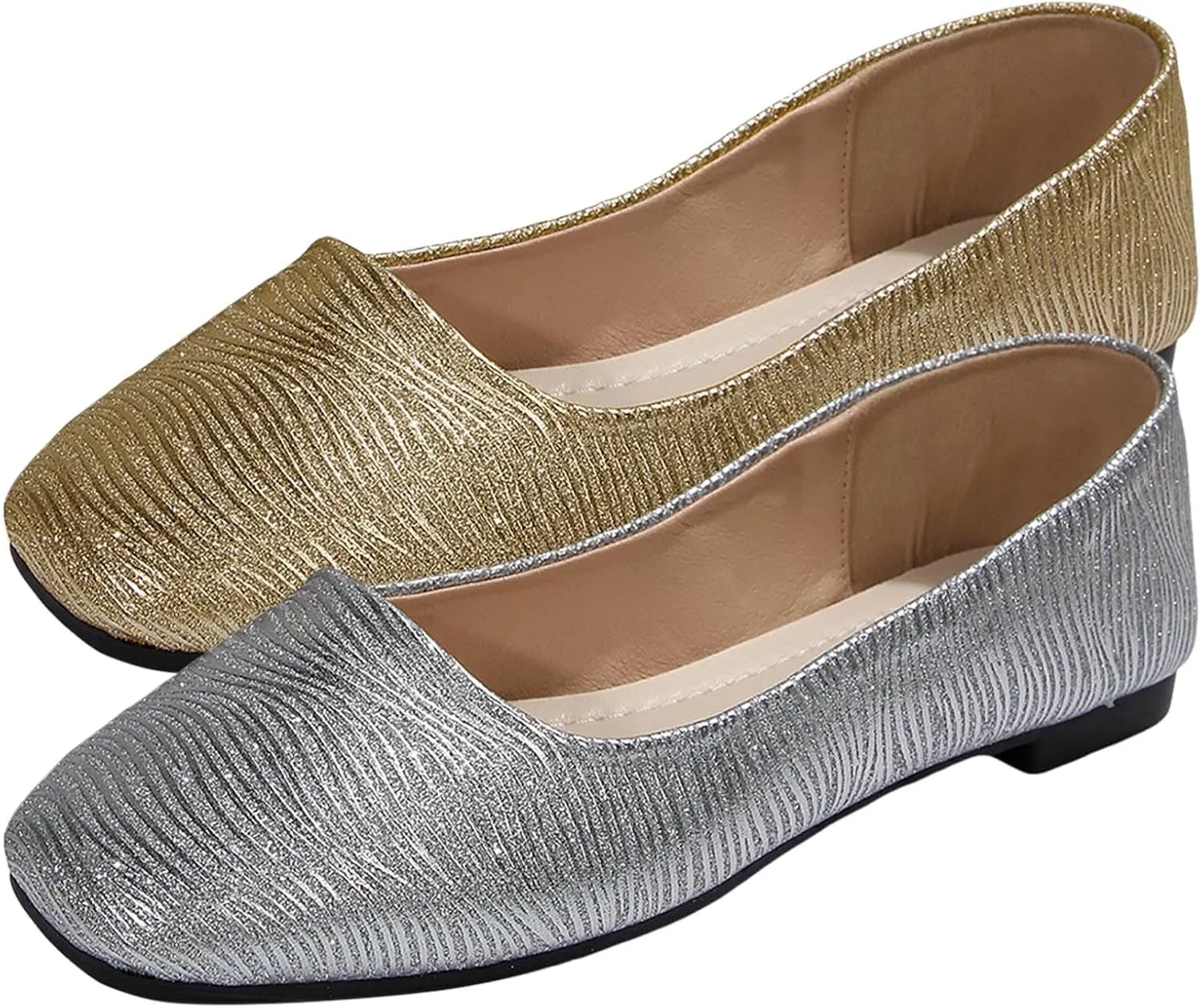 Women Flat Shoes Square Toe Dress Shoes Slip on Ballet Flats