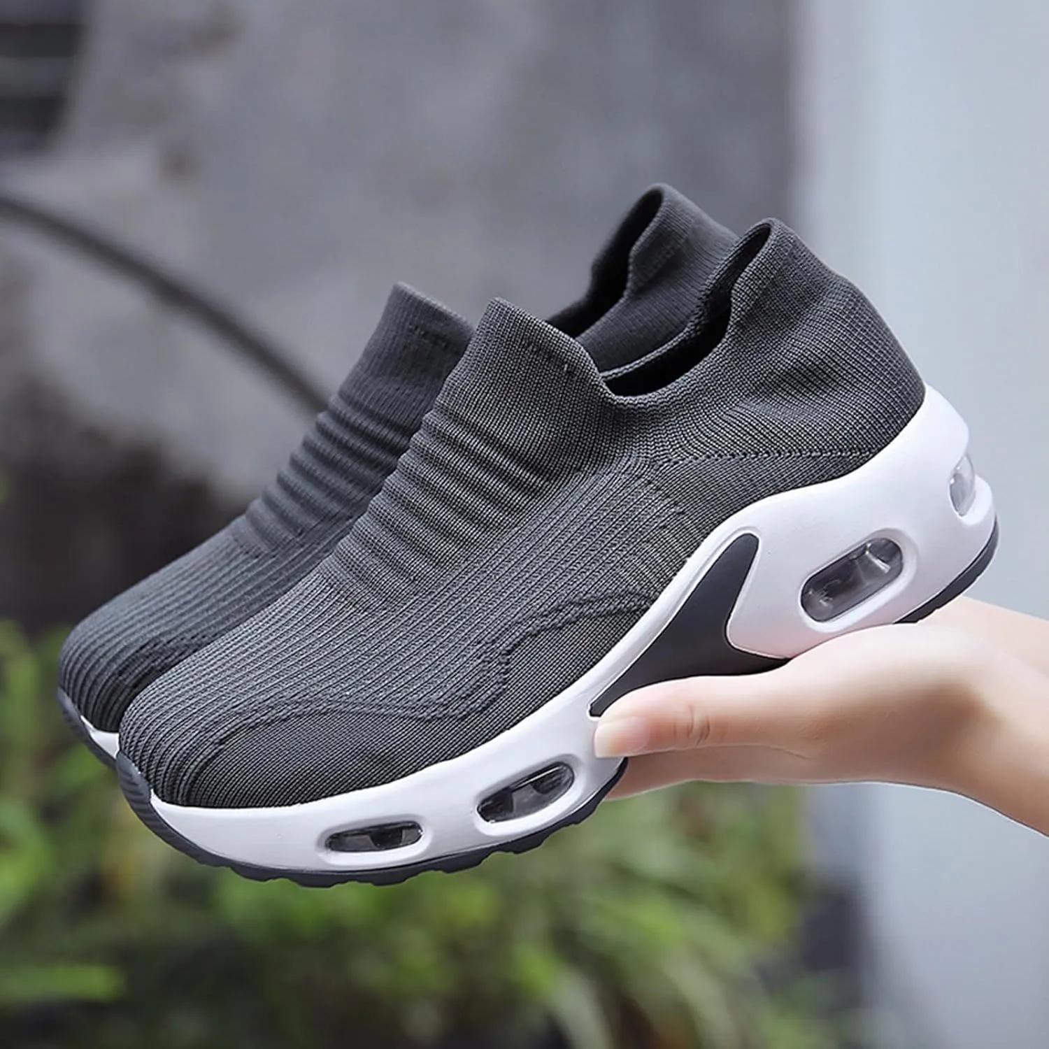Women Mesh Breathable Wedges Sneaker Ladies Walking Round Toe Casual Shoes Walking Shoes for Women