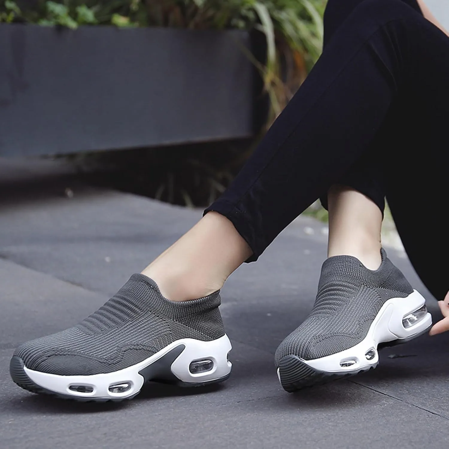 Women Mesh Breathable Wedges Sneaker Ladies Walking Round Toe Casual Shoes Walking Shoes for Women