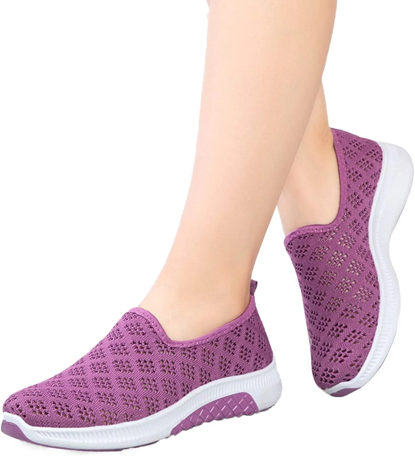 Women Slip On Sneakers Lightweight Walking Shoes Breathable Mesh Casual Comfortable Flats Non Slip Loafers