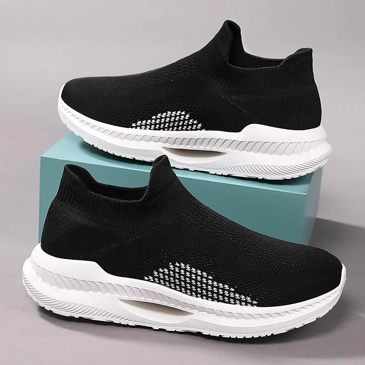 Women Sneakers Black Size 9 Womens Pull On Sneakers Women Slip On Shoes High Top Sneakers for Women Ankle Support Tenis para Caminar De Mujer Comodos