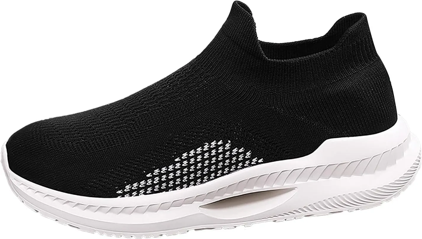 Women Sneakers Black Size 9 Womens Pull On Sneakers Women Slip On Shoes High Top Sneakers for Women Ankle Support Tenis para Caminar De Mujer Comodos