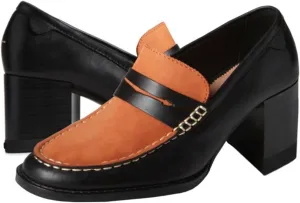 Women Vintage Chunky Stacked Heel Loafers Pumps Closed Round Toe Slip On Oxford Shoes Mid Block Heels Matte Nubuck Suede Two-Toned Work Loafer Shoes Office Ladies Dressy Elegant 4-11 M US