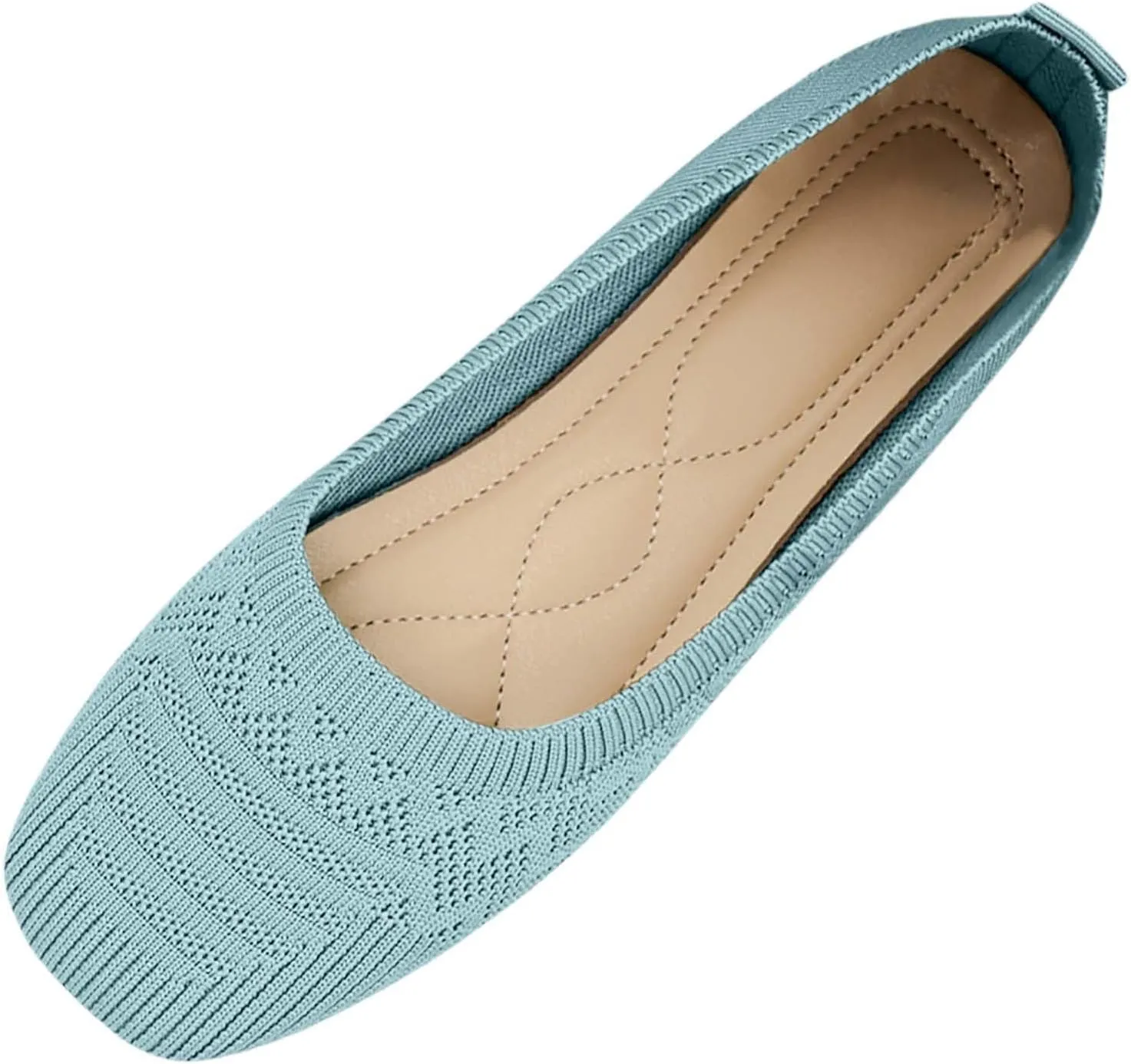 Women's Casual Flat Shoes Breathable Knit Slip On Comfortable Ballet for Daily Wear Spring Summer