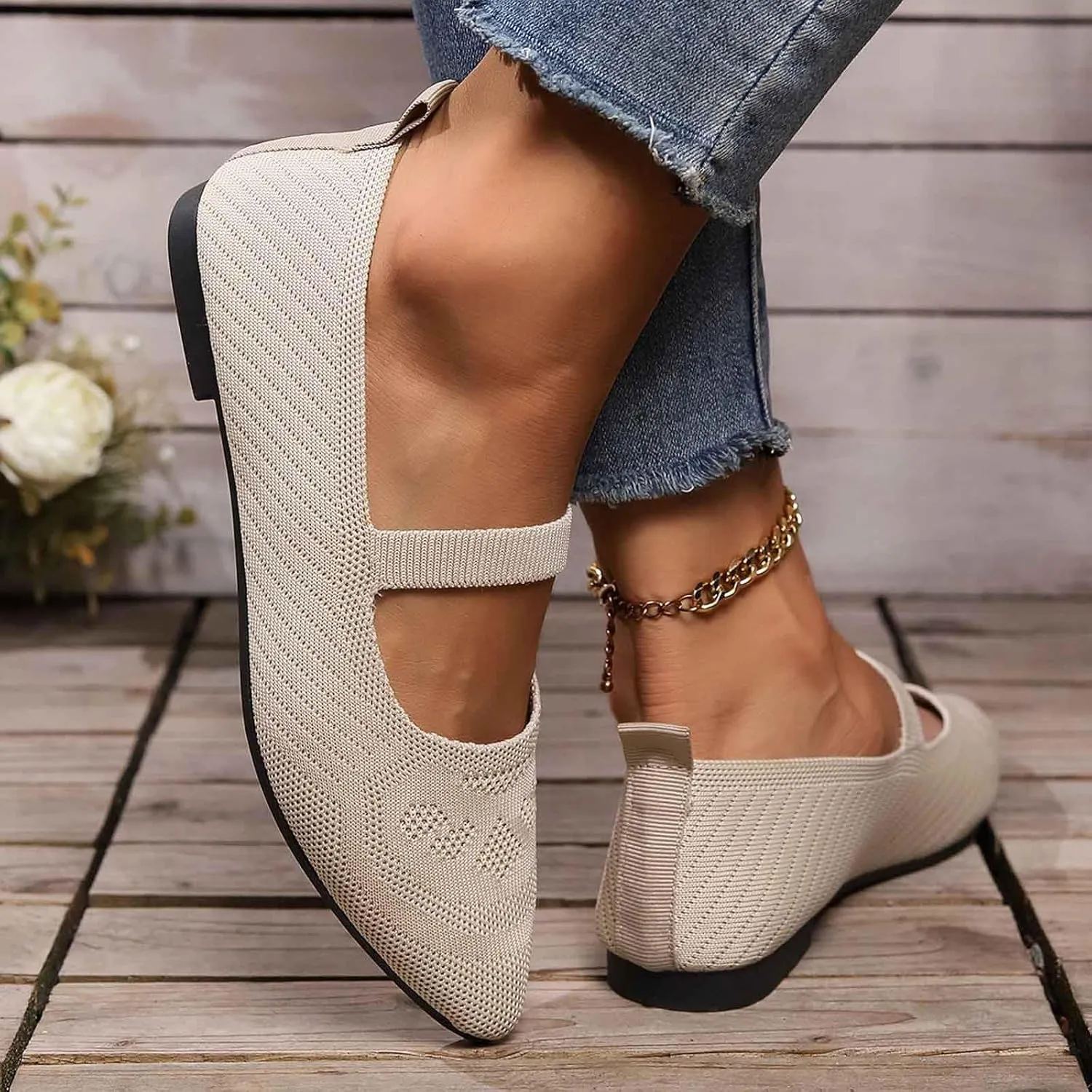 Women's Casual Slip On Loafers Breathable Comfortable Flat Shoes for Daily Wear Lightweight Walking with Jeans