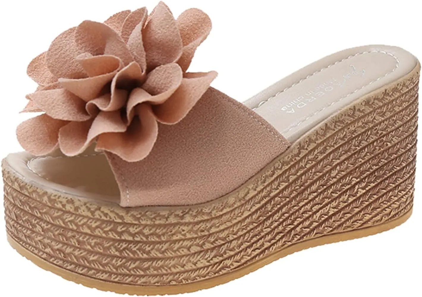 Women's Floral Open Toe Platform Wedges Sandals Classic Slip-on High Heel Open Round Toe Dress Slippers Causal Wide Width Outdoor Espadrilles Beach Shoes