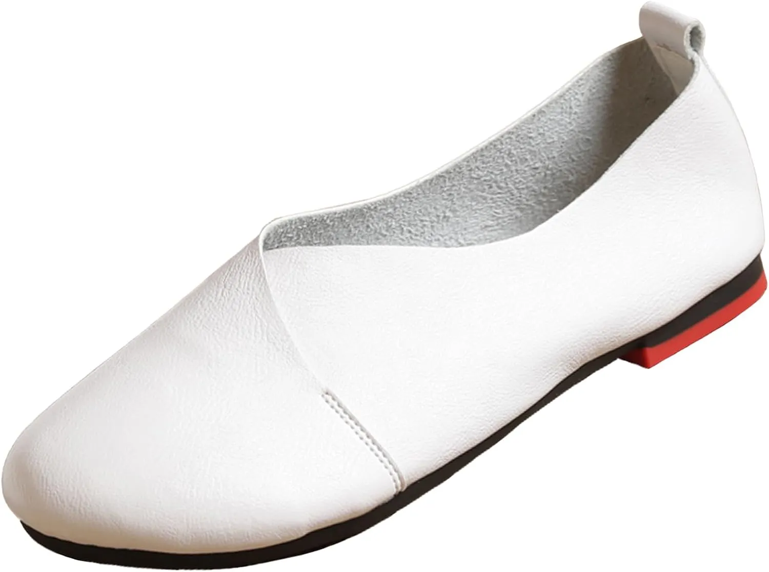 Women's Handmade Soft Leather Loafers,Round Toe Slip On Vintage Shallow Mouth Comfortable Soft Bottom Walking Driving Flats Shoes Owlkay Shoes