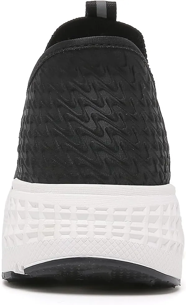 Women's Hands-Free Slip-On Casual Sneakers, Lightweight Arch Fit Walking Shoes, Knit-Comfortable Tennis Running Workout Sneakers for Women