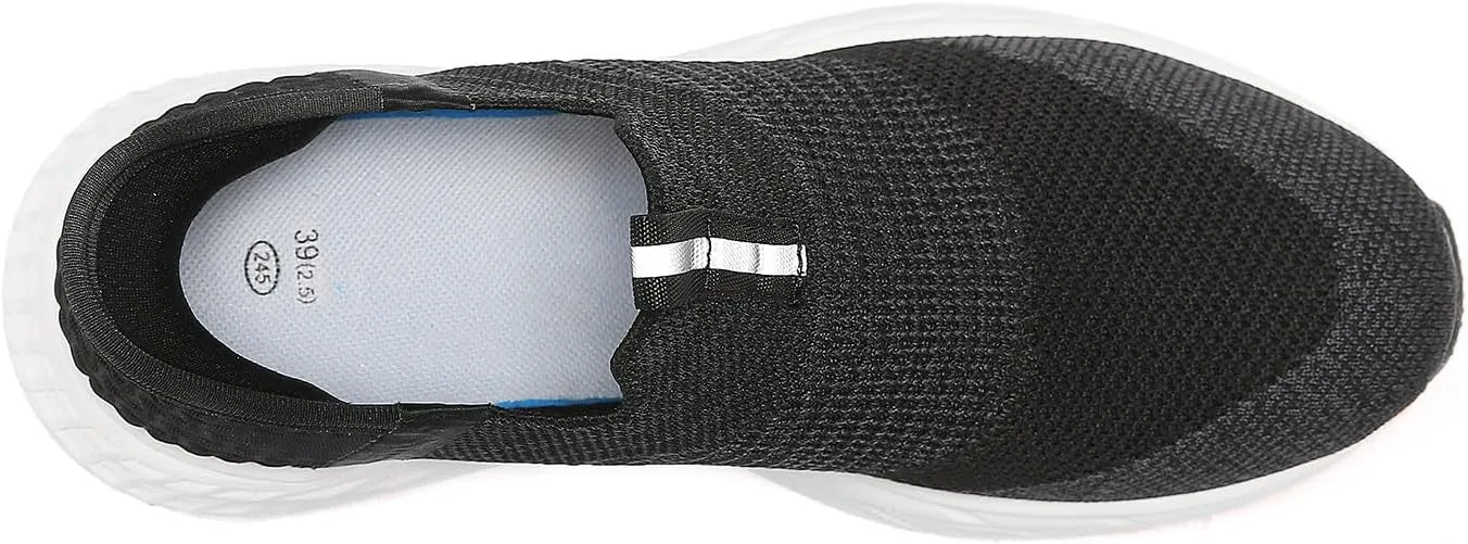 Women's Hands-Free Slip-On Casual Sneakers, Lightweight Arch Fit Walking Shoes, Knit-Comfortable Tennis Running Workout Sneakers for Women