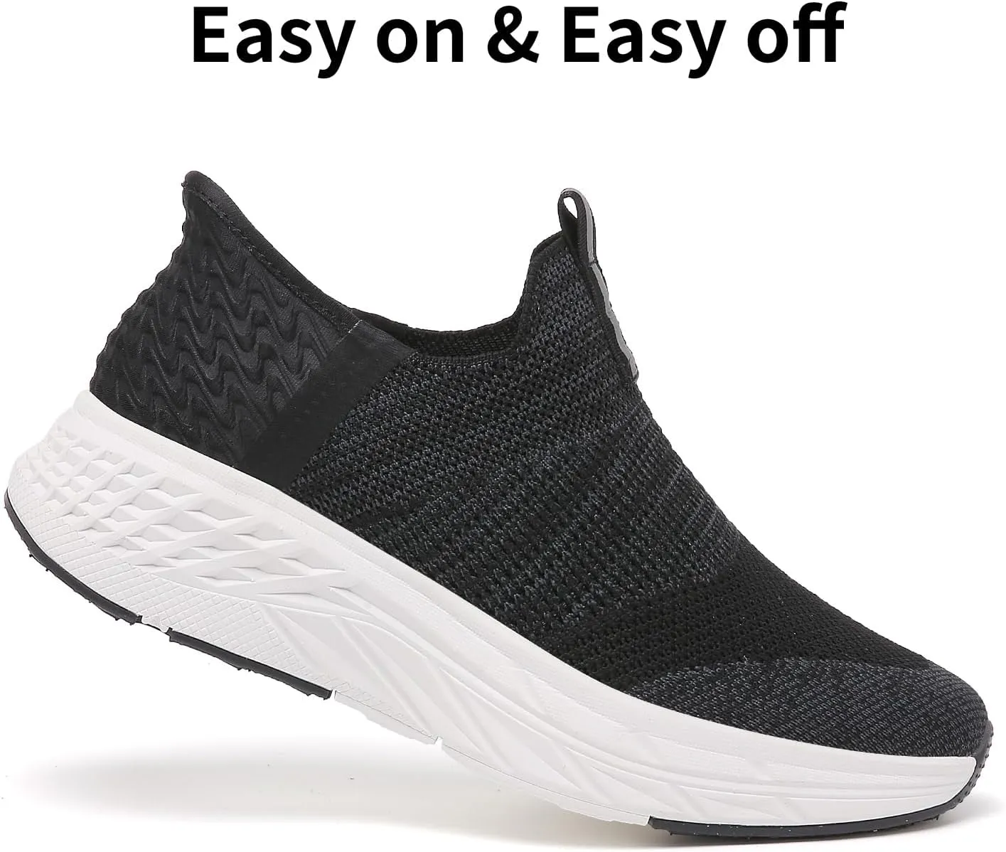 Women's Hands-Free Slip-On Casual Sneakers, Lightweight Arch Fit Walking Shoes, Knit-Comfortable Tennis Running Workout Sneakers for Women