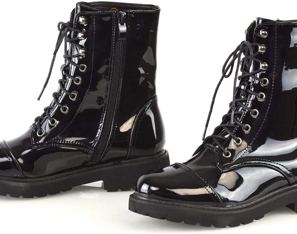 Womens Lace Up Ankle Boots Chunky Grip Sole Ladies Winter Retro Combat Goth Biker Militarty Army Shoes Booties