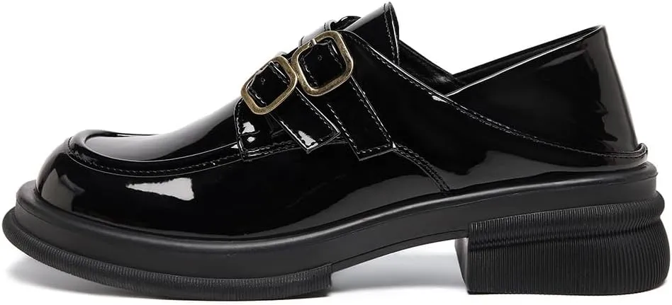 Women's Platform Loafers Chunky Heel Slide Slippers Soft Leather Business Shoes