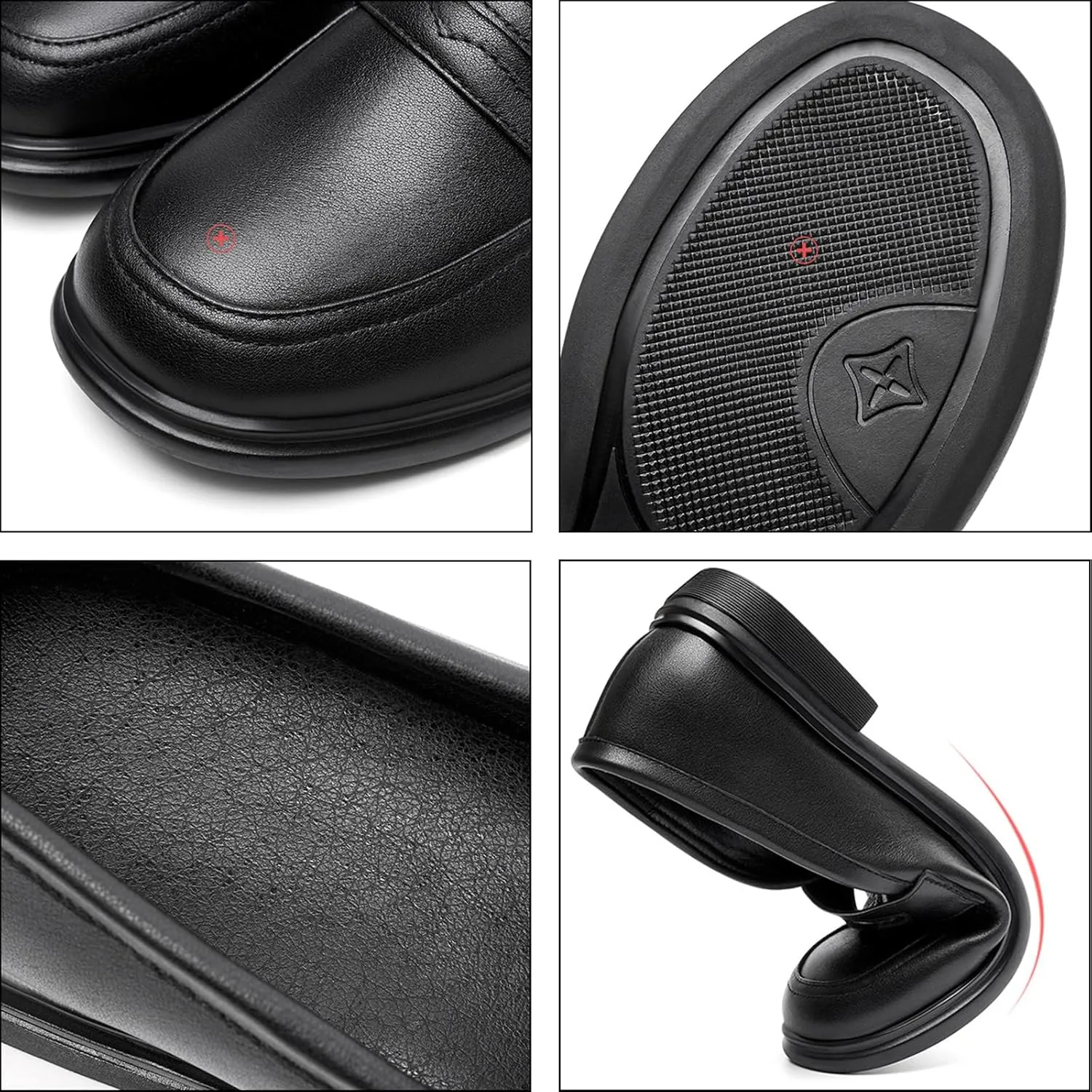 Women's Soft Leather Round Toe Flat Penny Loafers Slip-On Casual Comfortable Low Chunky Heel Work Office Dress Shoes